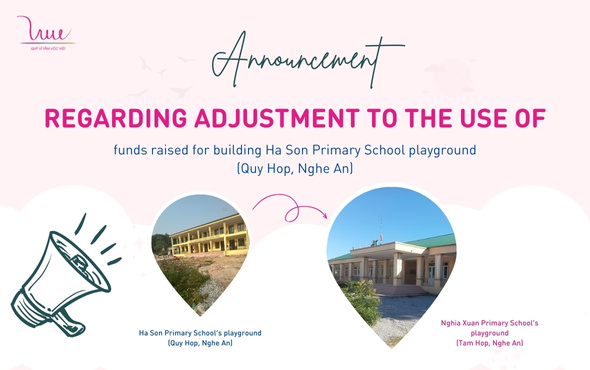 Announcement regarding adjustment to the use of funds raised for building Ha Son Primary School playground